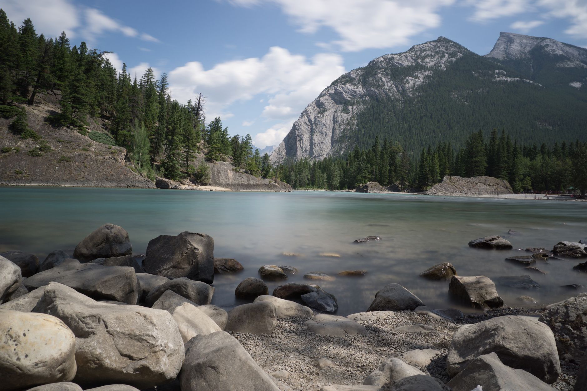 Drone flying over a legal Canadian mountain landscape